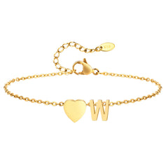 Women Heart Initial Anklet Bracelets Adjustable Beach Jewelry Hypoallergenic Stainless Steel Personalized Name Foot Chain Anklet