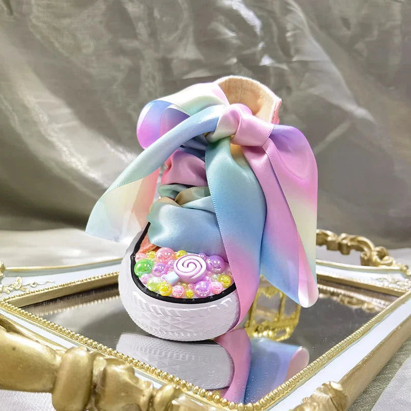 Random Lollipop Rainbow Candy Canvas Simulation DIY Kids Pearls Sneakers For Girl Birthday Party Dollbling Handmade Bling Shoes SHOWLU FASHION STORE