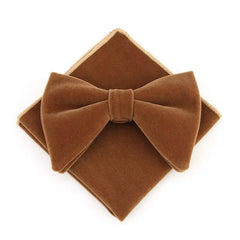 Linbaiway Mens Velvet Big Bowtie Handkerchief Set for Men Wedding Dress Necktie Butterfly Pocket Square Towel Set Custom Logo