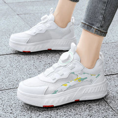 Mesh Roller Skates Boys Girls Casual Walking Shoes Outdoor Retractable Roller Shoes School Students Roller Skating Sports Shoes SHOWLU FASHION STORE