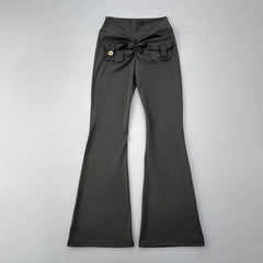 New pocket micro horn yoga pants for hip lifting fitness dance pants quick drying exercise training yoga pants