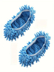 2Pcs Mop Slippers, Soft, Washable and Reusable Microfiber Foot Socks, Dust Slippers for Cleaning Bathrooms, Kitchen and Bedrooms