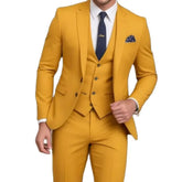 Custom Made Yellow Men's Suits Single Breasted Notch Lapel Formal 3 Pieces Jacket Pants Vest Sets Male Clothing Terno men suit