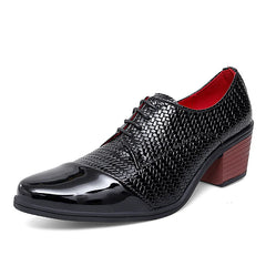 Men's Leather Shoes Banquet Dress Shoes Formal Occasions Men's Business Leather Shoes Office Red High Heels Pointed Shoes