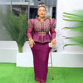 2025 Spring African Clothes for Women 2 PCS Sets Tops and Skirts Suit Dashiki Ankara Outfit Robe Plus Size Wedding Party Dresses SHOWLU FASHION STORE