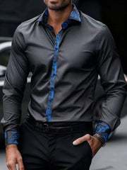Men's fashionable business style long sleeved shirt with special pattern pattern. Long sleeved shirt suitable for parties