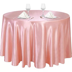 Round Wedding Satin Tablecloth Bright Smooth Silk Table Cover Christmas Decoration Banquet Anniversary Dining Party Table Decor