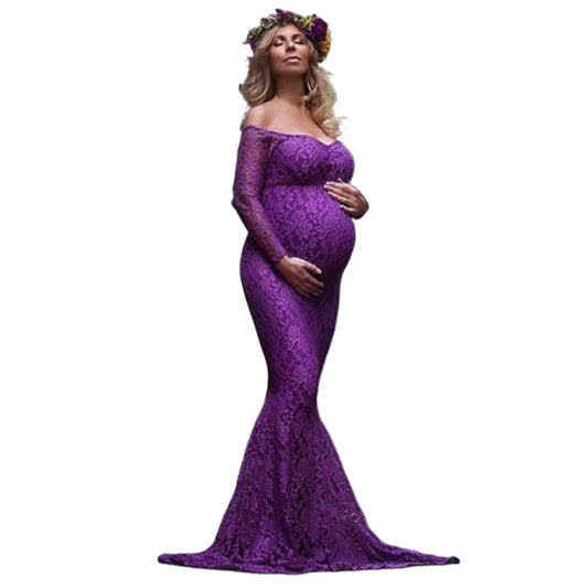 Maternity Dress for PhotoShoot Dresses Maxi Maternity Gown Gravidas Roupas Lace Sexy Women Clothes Maternity Photography Props