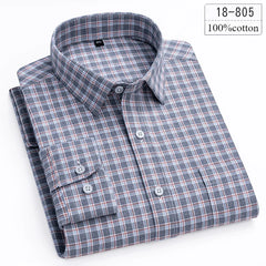 Luxury High-Quality 100% Cotton Houndstooth Full Shirts for Men Slim Fit Casual Shirt Long-Sleeve Plaid Soft Designer Clothes Ro