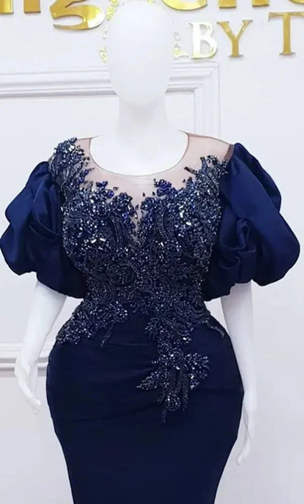 Plus Size Arabic Aso Ebi Mermaid Prom Dresses Lace Beaded Crystals Evening Formal Party Birthday Engagement Gowns Customized SHOWLU FASHION STORE