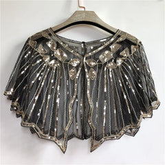 1920s Retro Beaded Sequin Flapper Shawl Loose Decoration Outerwear Short Cape Evening Party Ladies Cloak Shawl PST02#