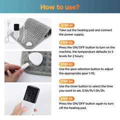 Electric Heating Pad Adjustable Temperature Timer Plush Warm Mat