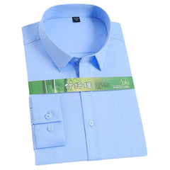 Bamboo Fiber Men's Shirt Long Sleeve Stretch Free Care Comfort Soft Business Professional Formal White Dress Shirts for Men 8XL