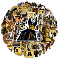 A collection of fifty Bendy and the Dark Revival themed stickers featuring various horror characters.