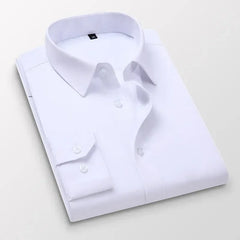 Spring Autumn New Long-sleeved Shirts Men's Business Casual Lapel Buttons Formal Wear Shirts Male Clothes Black White Blue Pink