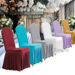 1Pcs Elastic Spandex Universal Chair Cover Skirt Cloth For Hotel Home Modern Wedding Birthday Party Event Dining Seat Decoration SHOWLU FASHION STORE