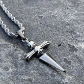 Stainless Steel Sword Cross Pendant Necklaces Twists or Link Chain Hip Hop Punk Choker Necklace for Women Men Jewelry Gifts