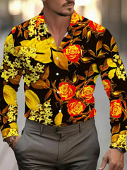 Men's Long Sleeve Shirt Irregular Geometric Print Fabric Long Sleeve Button Clothing Fashion Street Fashion Design