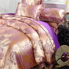 Nordic Satin Jacquard Duvet Cover Set Luxury Flower Bedding Set Adlut Quilt Cover Pillowcases Sheet Twin Queen King Home Texiles SHOWLU FASHION STORE