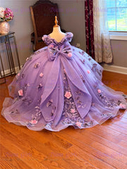 New Quality Flower Girl Dress with Exquisite Applique Dresses for Girls Wedding with Ruffles Sparkly Ball Gown Dress for Girls