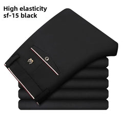 Men's Travel Dress Pants Stretch, No Iron Required Business Trousers, British Classic Slim Fit Lightweight Office Work Pants