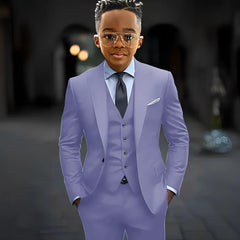 Dark Grey High Quality Boy Suits Slim Fit Single Breasted Peak Lapel Elegant Boy 3 Piece Jacket Pants Vest Kids Sets