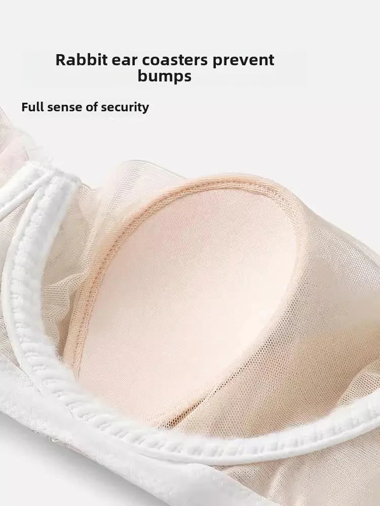 Rabbit Ears Big Chest Small Thin Bra French Underwear Soft Underwire Sexy European and American Embroidery Bra Set for Women SHOWLU FASHION STORE