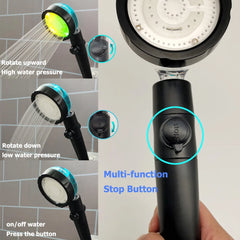 LED Handheld Shower Head Temperature Display Adjustable Pressure