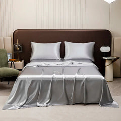 Satin Silk Bed Sheet with Pillowcase Twin/Full/Queen/King Top Sheets Solid Color Flat Bed Sheets Smooth Bed Sheet Sets SHOWLU FASHION STORE