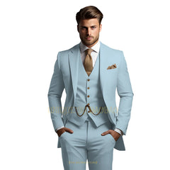 Men's grey 3-piece suit (jacket + vest + trousers) Elegant classic wedding attire, custom banquet birthday party tuxedo
