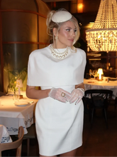 Elegant Solid Shawl Mini Dress Women Chic Half High Collar Waist Cinching A-line Short Dresses 2026 Lady Party Evening Gown New