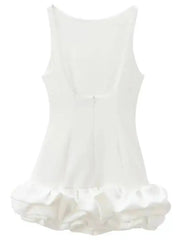 White Short Dress Women's Ruffle Backless Party Dresses Black Red Sleeveless Bodycon Mini Dress Woman Summer Sexy Vestidos 4SY9