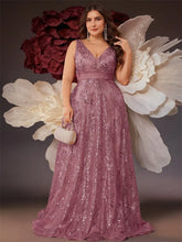Plus Size Luxury Deep V-Neck Sequins Blue Evening Dress Women Elegant V-back Wedding Party Long Prom Cocktail Dresses