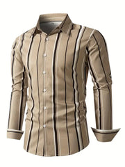 New men's collar shirt with spring casual design, long sleeved shirt, comfortable checkered color blocked men's top