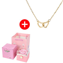2024 New Valentine Eternal Rose Jewelry Ring Box Rotate Wedding Pendant Necklace Storage Case for Women Girlfriend SHOWLU FASHION STORE
