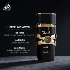 Lattafa Asad Eau de Parfum Spray 100ml Original Arab Perfumes Lasting Oriental Fragrance Pheromones Perfume Cologne for Men Gift