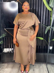 Elegant Women Evening Dresses 2025 Summer Short Sleeve Maxi Robes Dubai African Clothing Wedding Prom Birthday Dress Lady Abayas