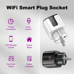 WiFi Smart Plug EU Socket Power Monitor Voice Control