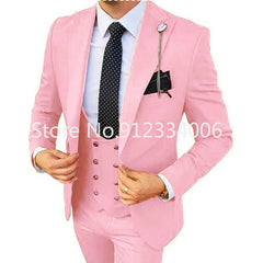 Formal Men 3 Piece Wedding Suit Groom Tuxedo Slim Fit Business Suits Champagne Wedding Suit Costume Homme (Blazer+Pants+Vest)