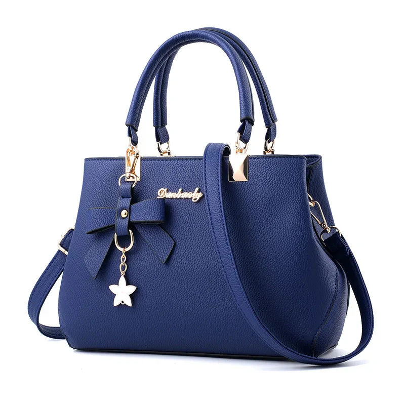 Yogodlns Elegant Women Messenger Bags with flower pendant Office Ladies Totes Pure Handbag for female Crossbody Shoulder Bags SHOWLU FASHION STORE