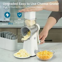 Rotary Cheese Grater Shredder Multifunction 5 in 1 Kitchen Manual Speed Round Mandolin Food Slicer Vegetable Shooter YY117
