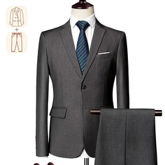 2025 New Men's Business Casual Suit for Weddings Male Solid Colour Formal Suit Sets Men Prom Party Tuxedo Dress