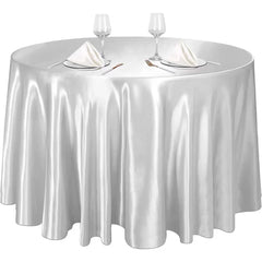 Round Wedding Satin Tablecloth Bright Smooth Silk Table Cover Christmas Decoration Banquet Anniversary Dining Party Table Decor