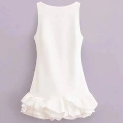 White Short Dress Women's Ruffle Backless Party Dresses Black Red Sleeveless Bodycon Mini Dress Woman Summer Sexy Vestidos 4SY9