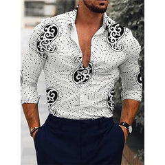 New Hawaiian Piano Luxury Designer Shirts For Men Single Breasted Tops Casual 3D Print Long Sleeve Gentleman Clothing floral