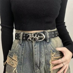 New Stylish Y2K Hollow PU Leather Fashion Punk Belt For Men Women-Trendy Accessory For Gift Giving,Neutral Waist Belts Plus Size