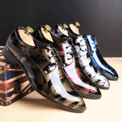 Office Mens Dress Shoes Patent Leather Business Shoe Lace Up Plus Size Man Wedding Shoe Fashion Pointed Toe Men Shoes 2025 New