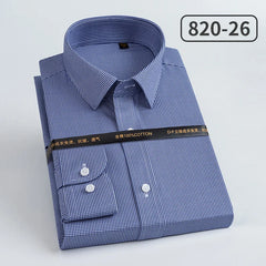 Men's pure cotton long sleeved shirt slim fit high-end light luxury 100 count striped heterochromatic collar wrinkle resistant a