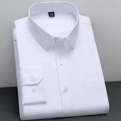 BAMBOOPLE New Fashion Non-iron Shirt Anti-wrinkle Classic Solid Business Casual Soft Wear Long Sleeve Shirts for Men AEchoice