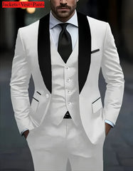 Men's Formal Suit Set Business Casual Slim Fit Tuxedo for Wedding, Long Sleeve Notch Lapel, Groom